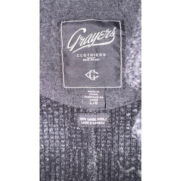 Grayers 100% Lambswool Charcoal Preppy Jacket Cardigan Mens medium - Picture 13 of 16